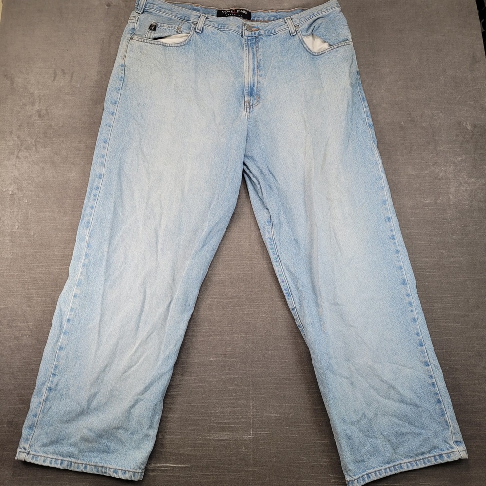 Guess Jeans Y2K Urban Fit Mens Actual Size 40x32 Light Wash Baggy Wide Leg Denim